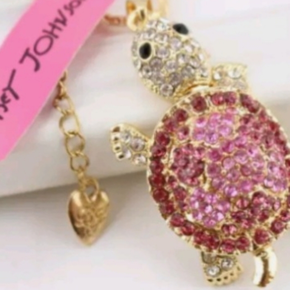 Gold and Pink Turtle Pendant Necklace New Betsey Johnson - Picture 2 of 2